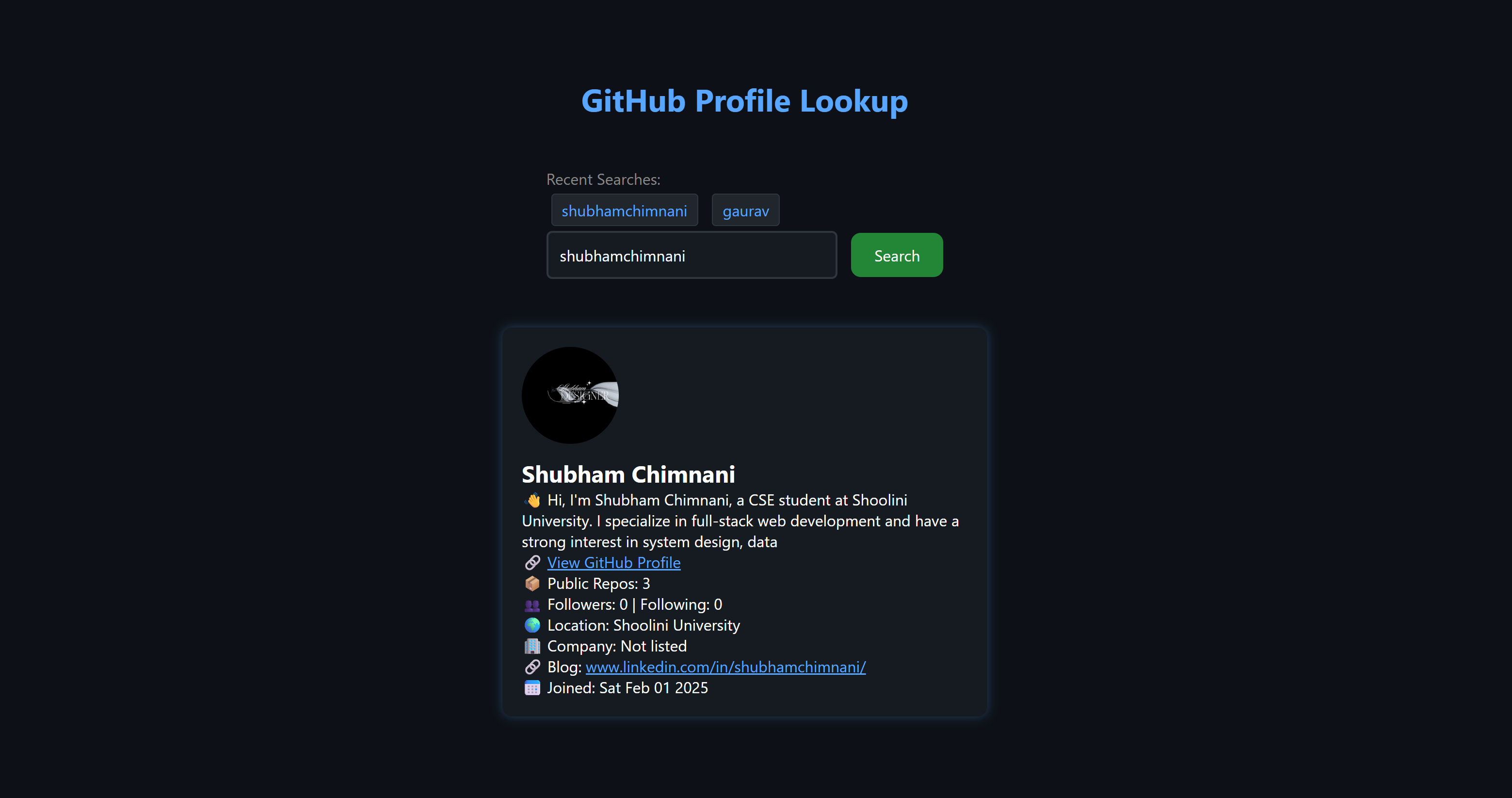 GitHub Profile Finder